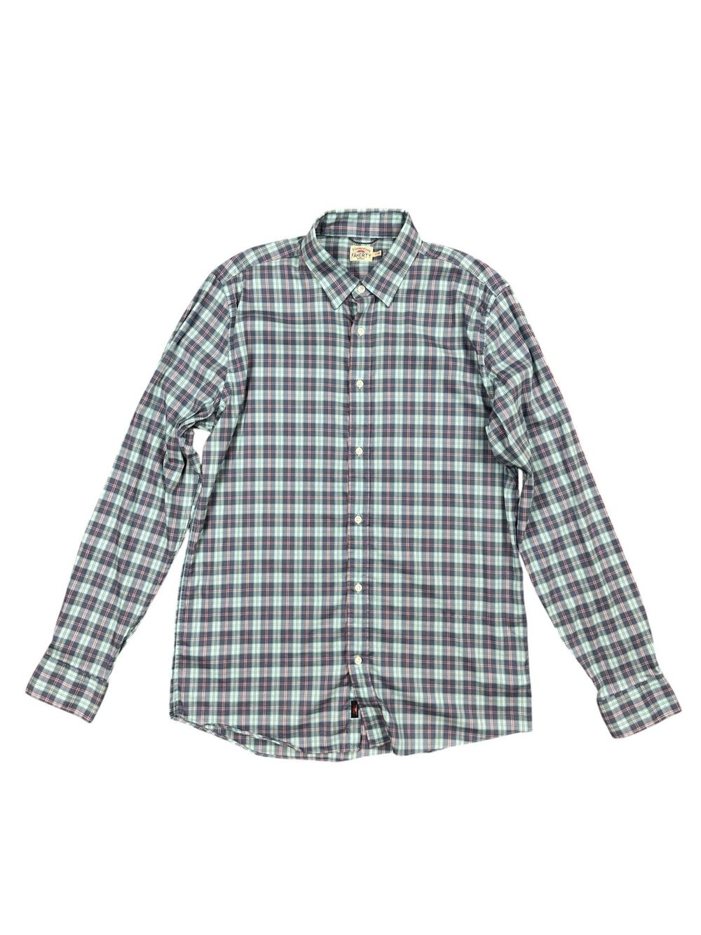 Faherty The Movement Plaid Long Sleeve Button Down Shirt — Size Large Tall